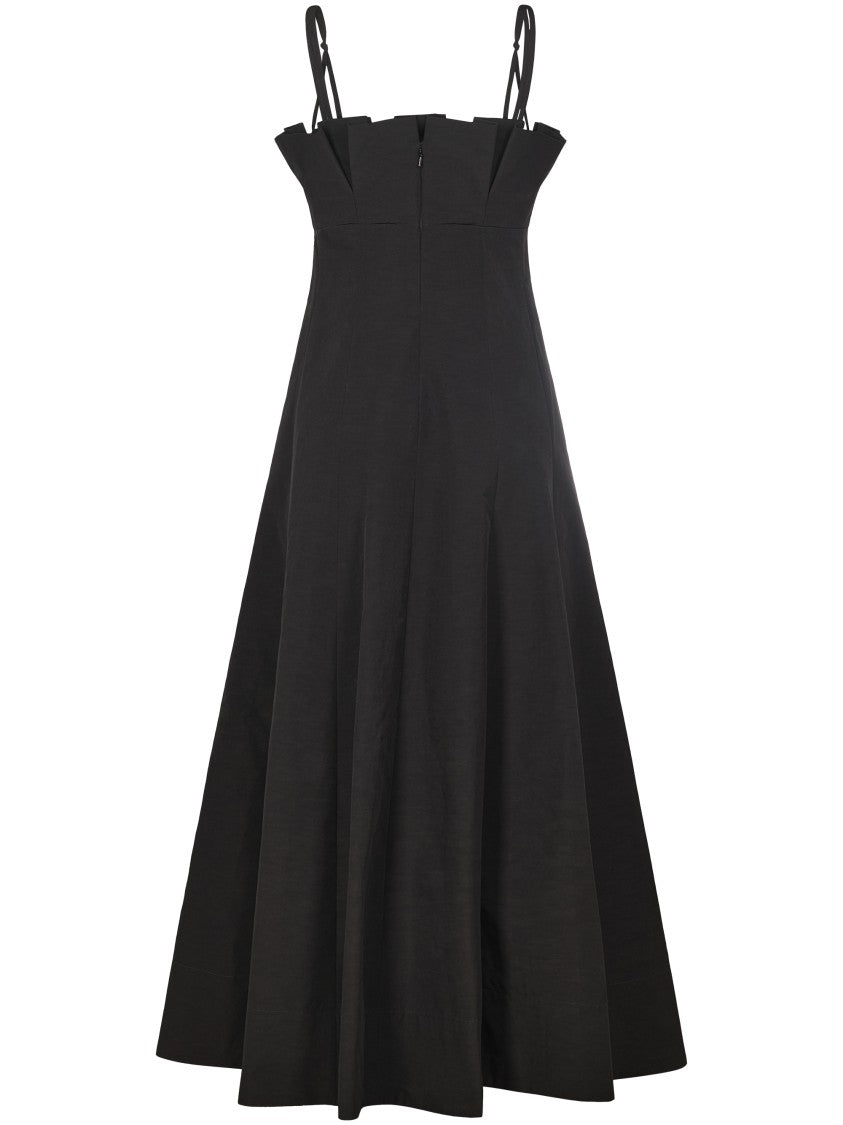 Philosophy Di Lorenzo Serafini Fitted Black Dress With Structured Pleats