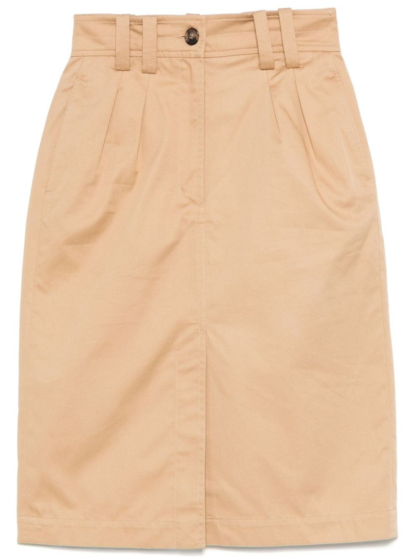 A.P.C. Almond Beige Cotton Poplin Skirt