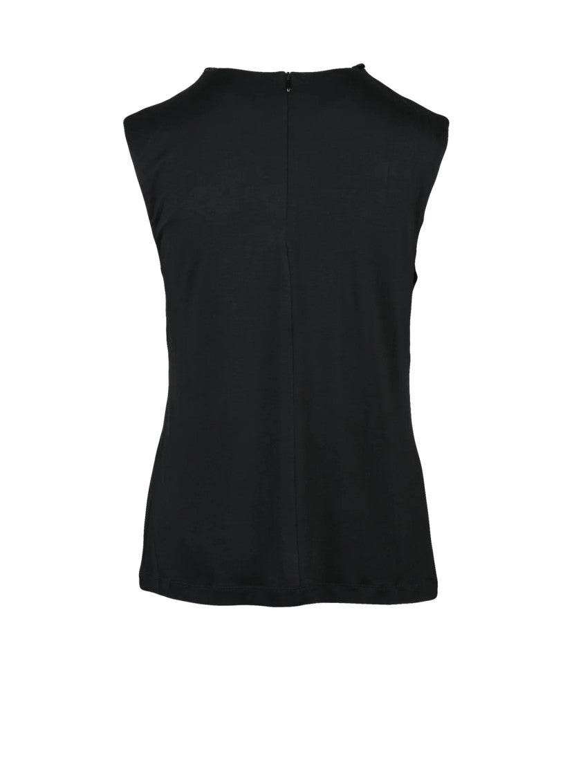 Douuod Black Sleeveless Viscose-Blend Tank Top