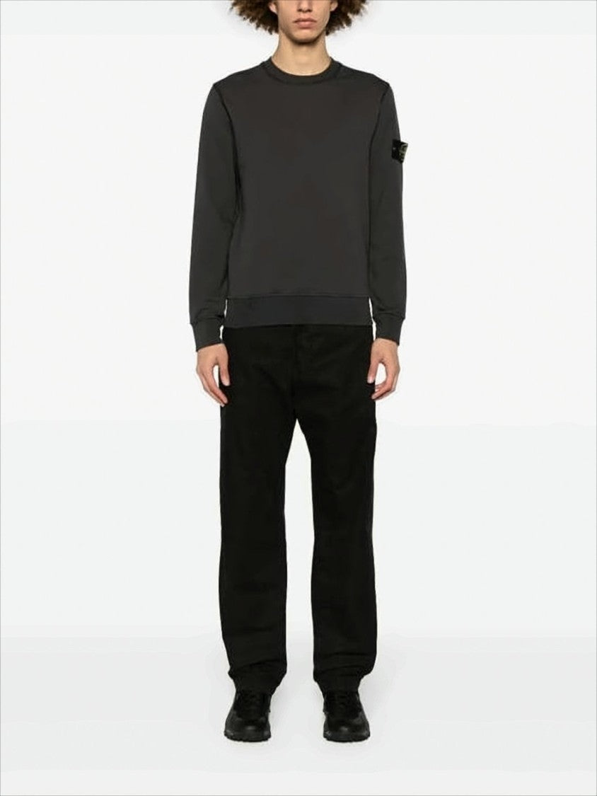 Stone Island Long-Sleeve Black Crewneck Sweatshirt