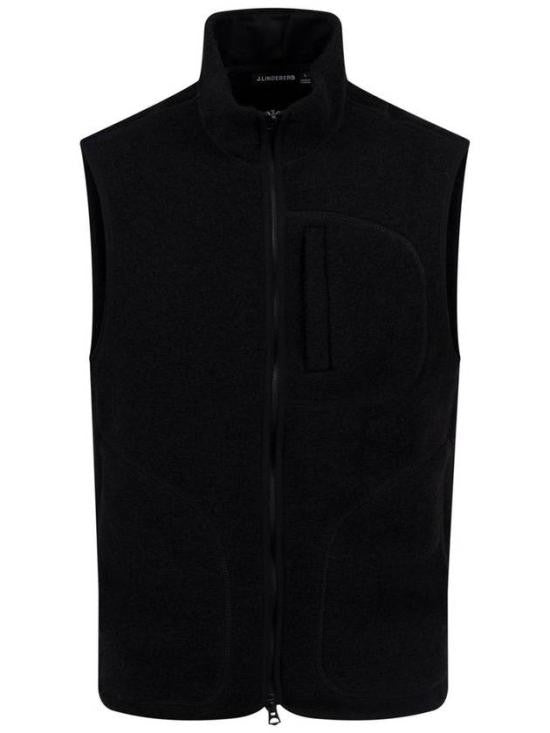 J Lindeberg Sleeveless Knit Vest With High Collar And Textured Pattern