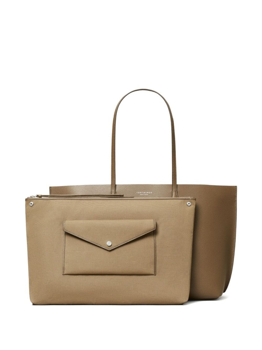 Tory Burch Brown Structured Leather Top-Handle Tote Bag