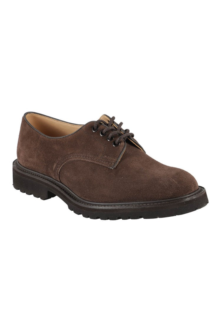 Tricker's Lace-Up Brown Suede Shoes With Durable Rubber Sole