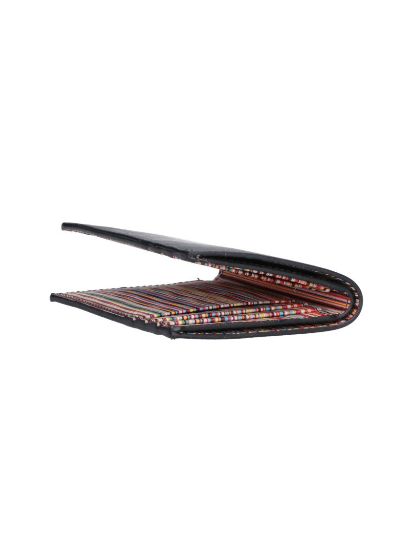 Paul Smith Black Signature Stripe Leather Wallet