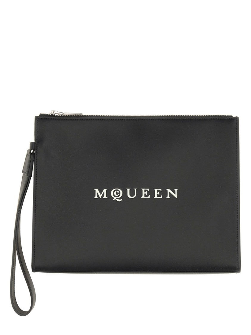 Alexander Mcqueen Calfskin Pouch With Logo
