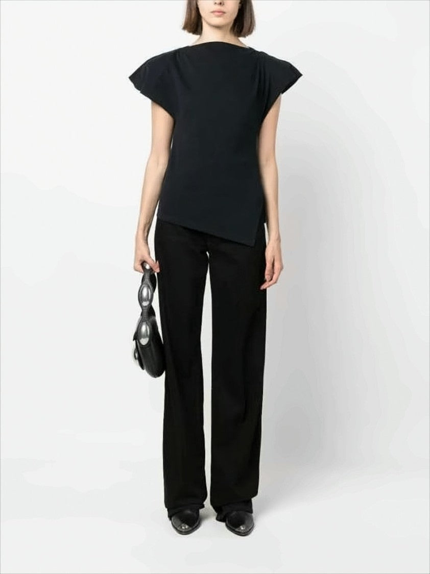 Isabel Marant Asymmetrical Hem Short-Sleeved Top With Flared Sleeves