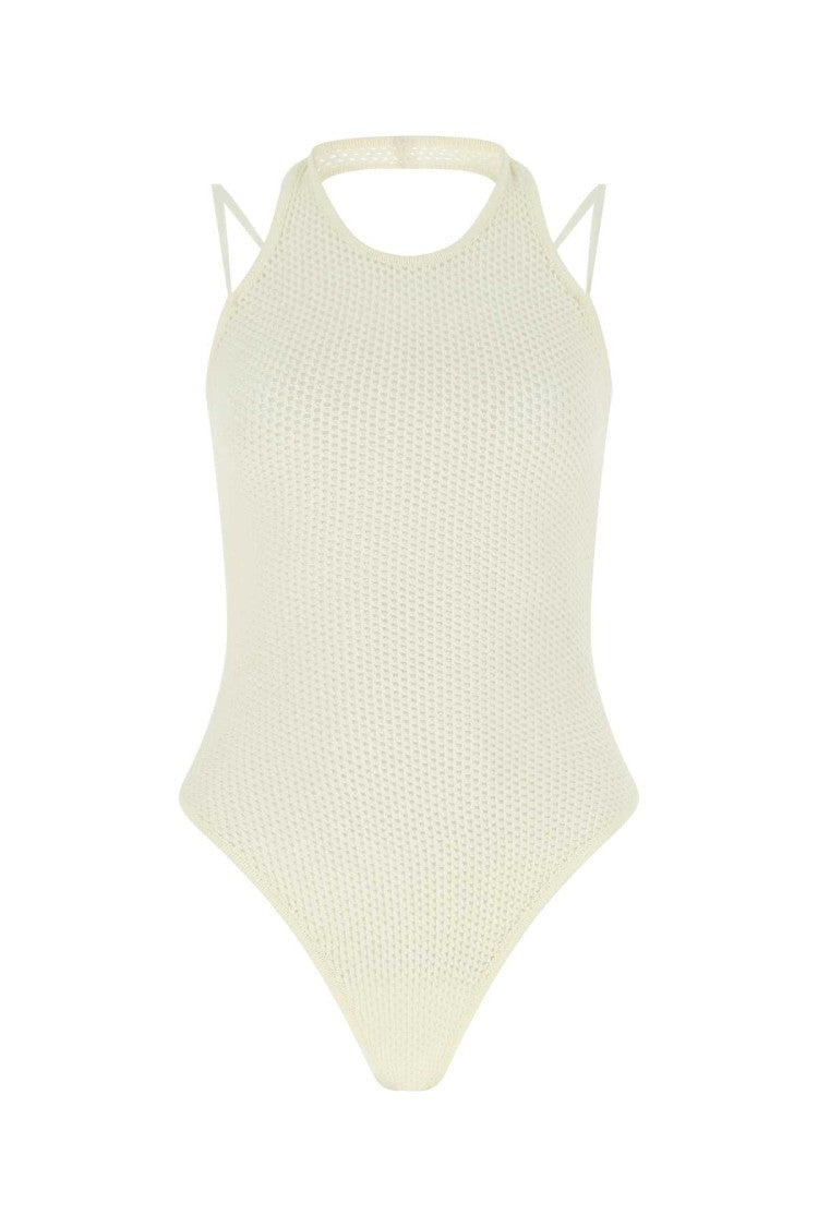 Andreâdamo Ivory Stretch Viscose Blend Bodysuit