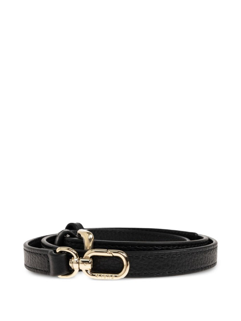 Furla Black Structured Textured Gold-Tone Handbag