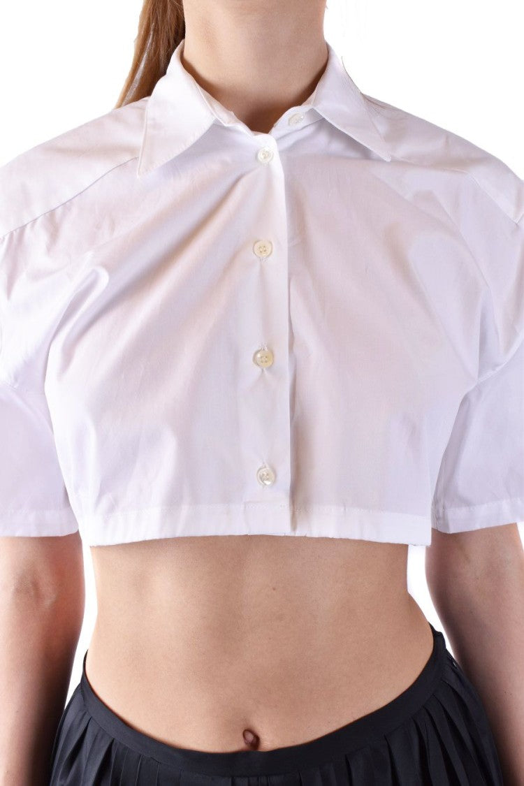 Laneus Cropped Button-Down Shirt Classic Collar Tie