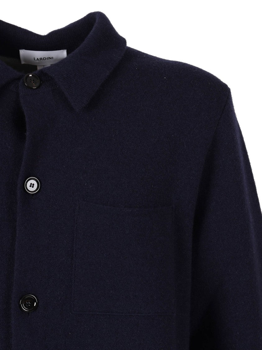 Lardini Button-Up Wool Jacket With Classic Collar And Minimalist Design