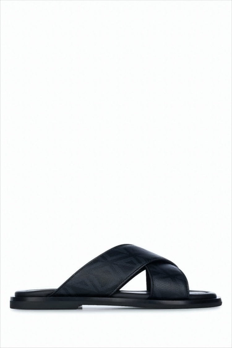 Christian Dior Open-Toe Black Mule Sandals With Embossed Detailing