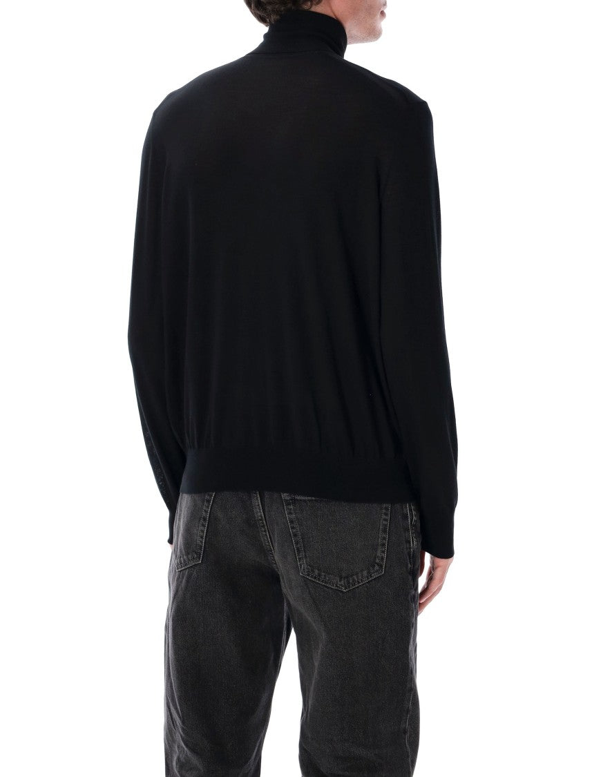 Saint Laurent High Neck Fitted Ribbed Sweater