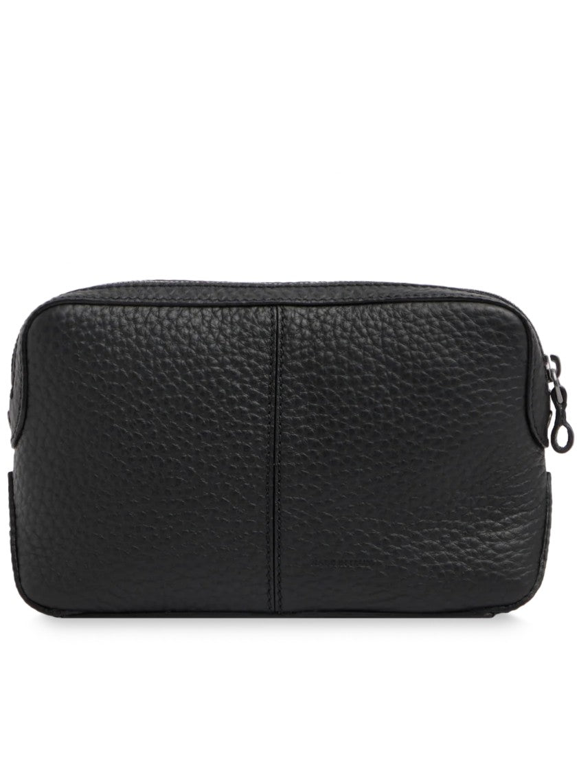 The Bridge Manfredi Rectangular Black Calf Leather Pouch