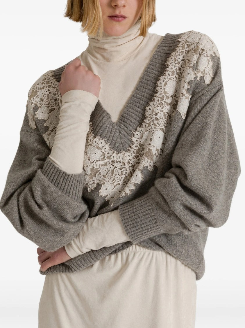 Alberta Ferretti Lace Cashmere Sweater