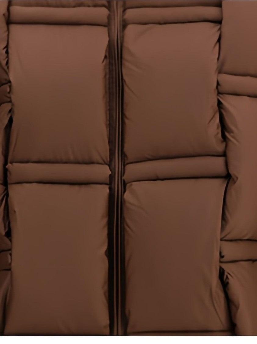 Raxxy Boxy Cropped Brown Jacket With High Collar