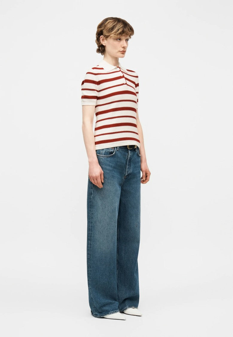 Max Mara White Red Cotton Blend Sweater