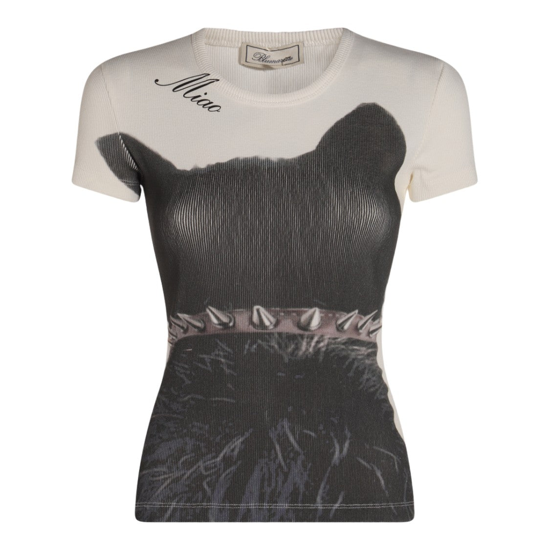 Blumarine Graphic Print Fitted T-Shirt With Ribbed Neckline