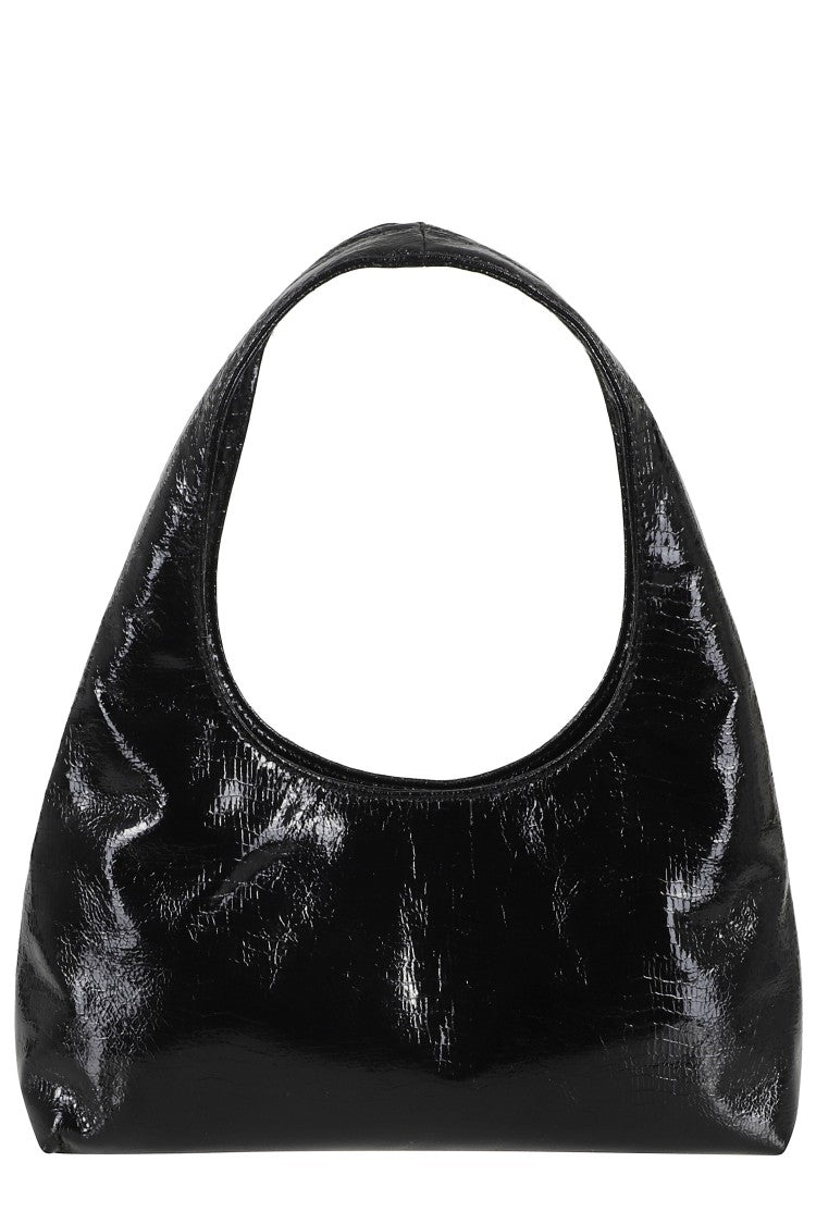 A.P.C. Black Craquelé Baby Ninon Shoulder Front-Logo Polyurethane Shoulder Bag