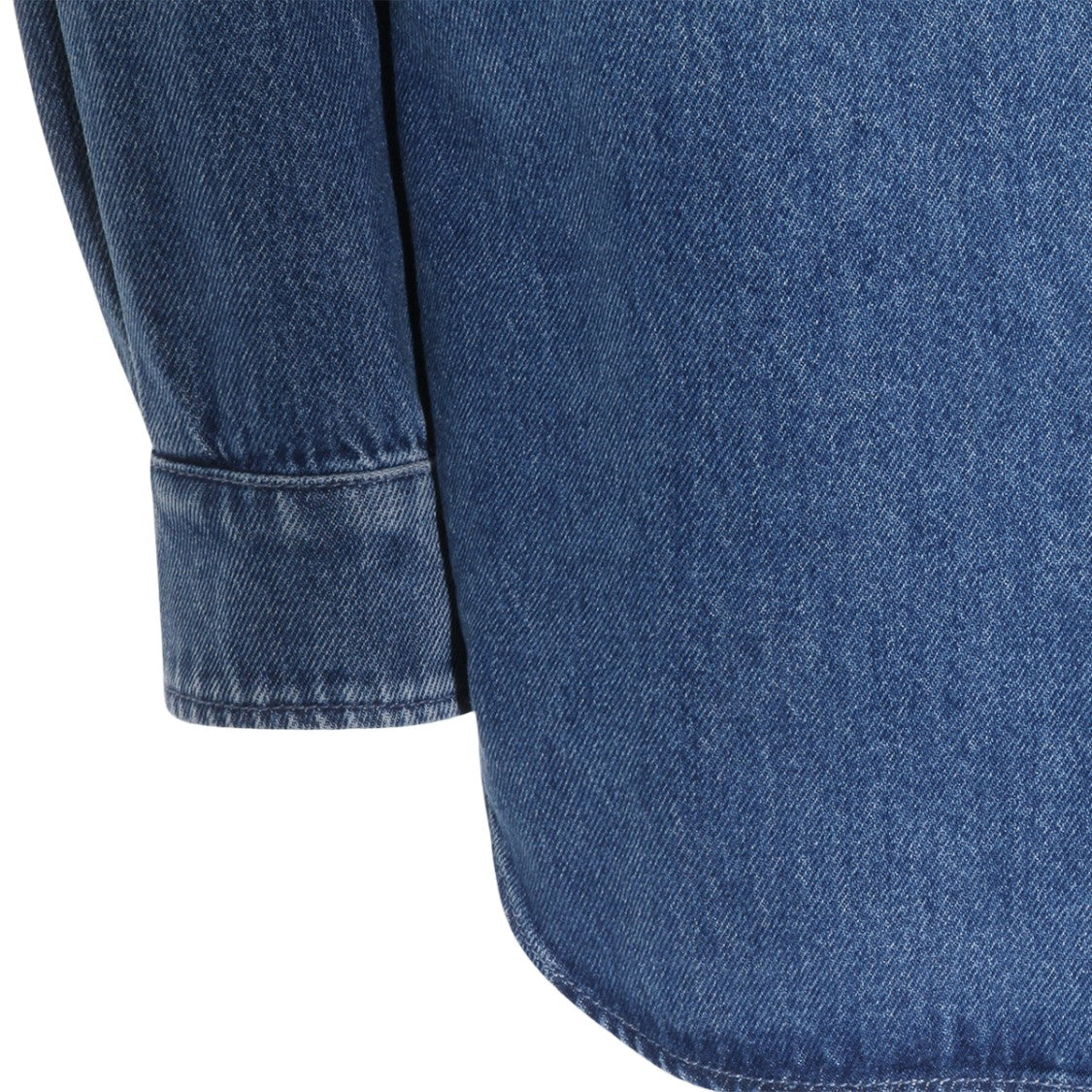 Moschino Frayed Heart-Patch Denim Shirt