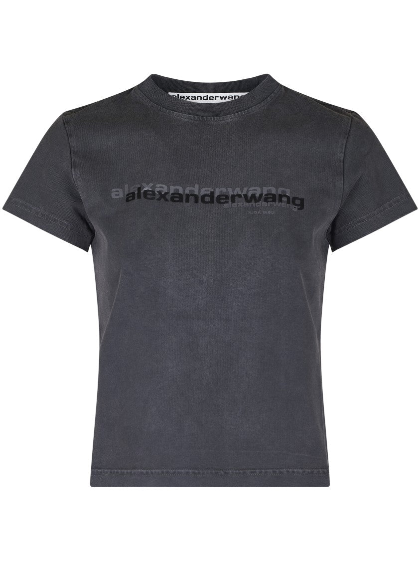 Alexander Wang Fitted Shrunken Tee With Bold Logo Print
