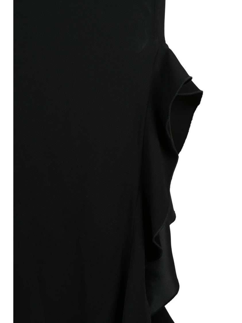 Pinko Black Side Slit Stretch Viscose Long Dress