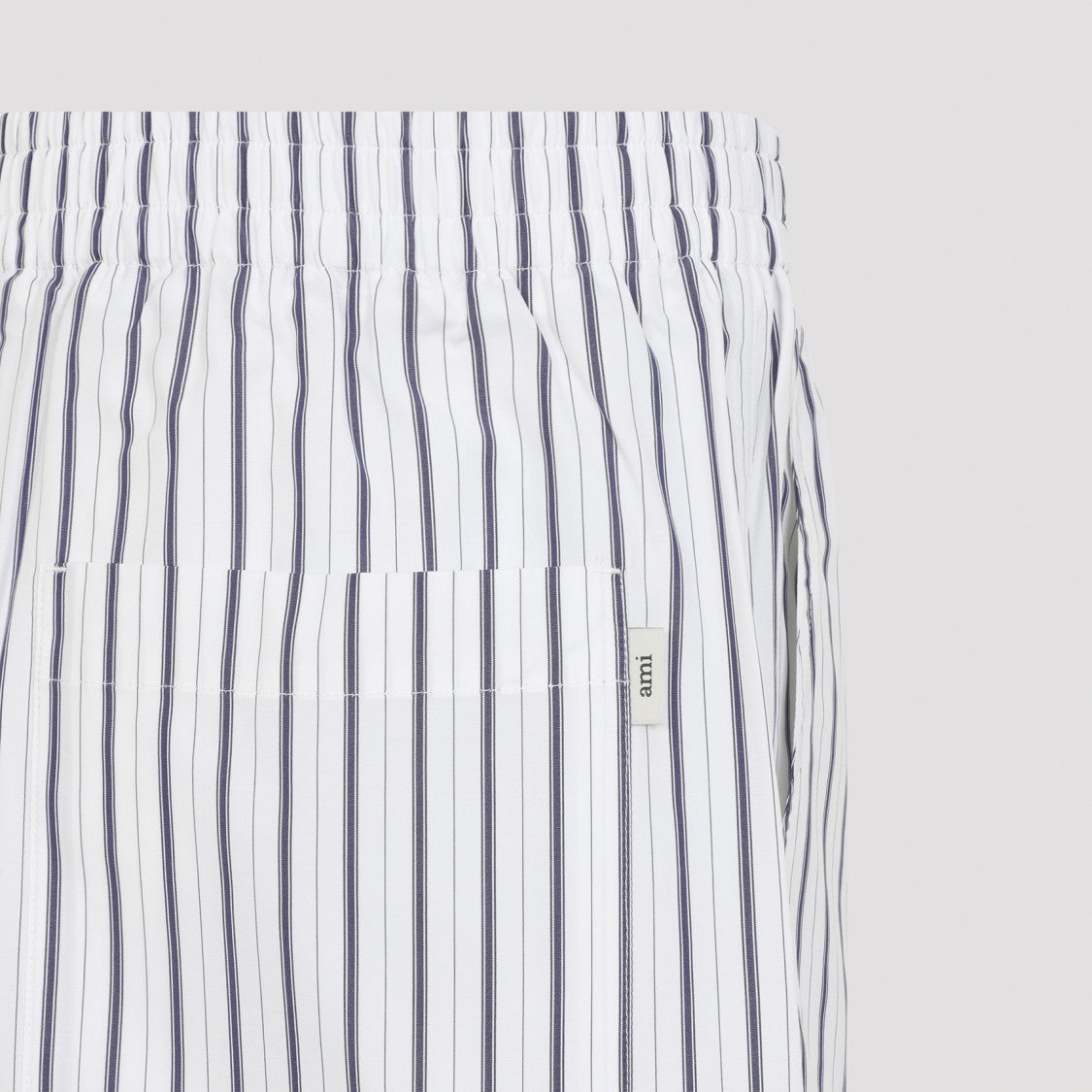 Ami Paris Vertical Stripe Bermuda Shorts With Elastic Waistband And Relaxed Fit