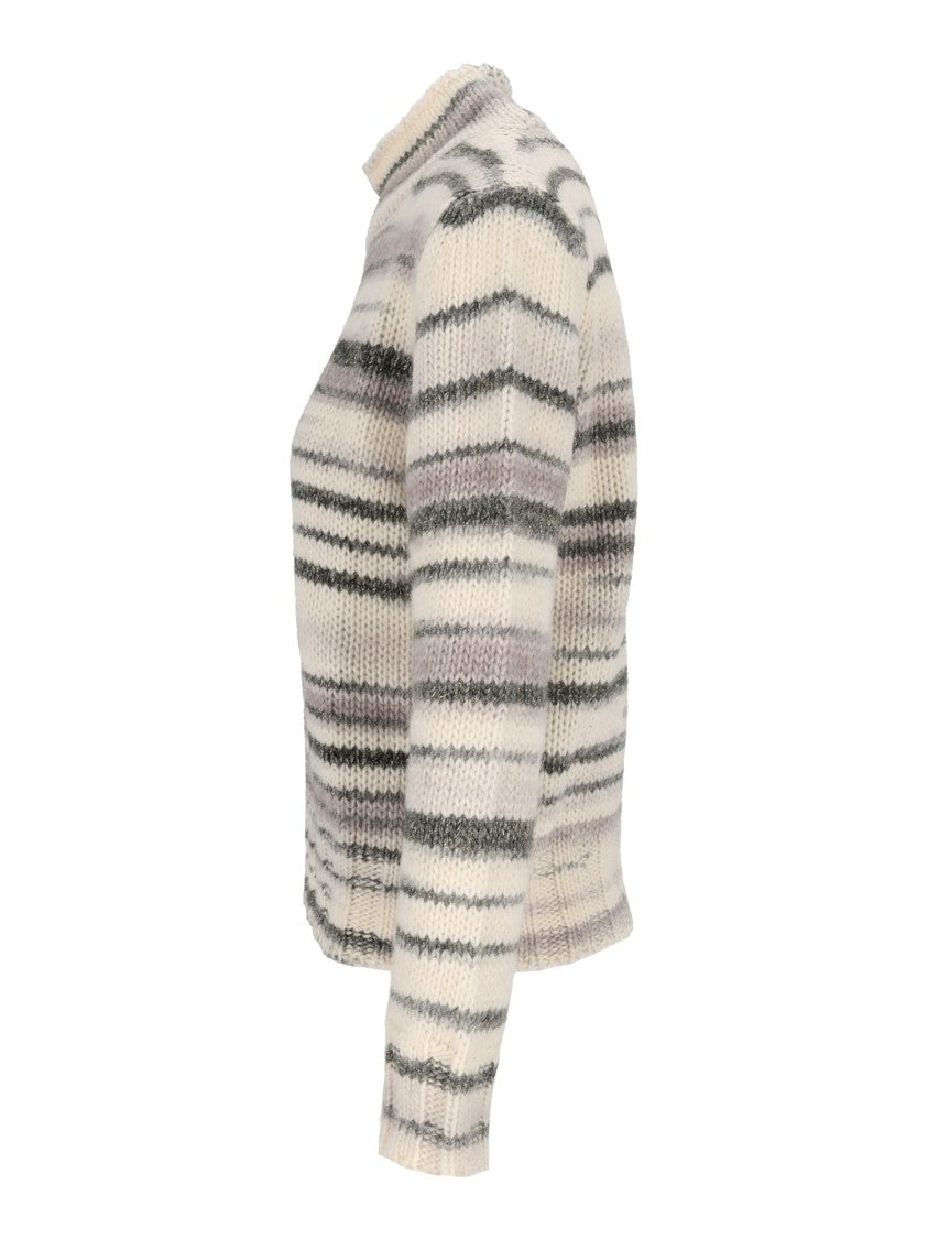 Kangra Cashmere Knitted Turtleneck Sweater With Printed Yarn And Ribbed Finish