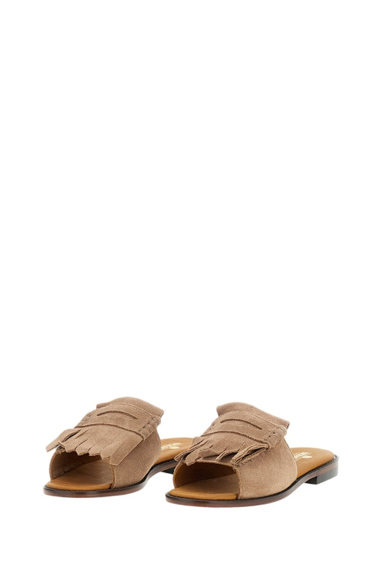 Sebago Fringed Suede Slip-On Sandals With Leather Footbed