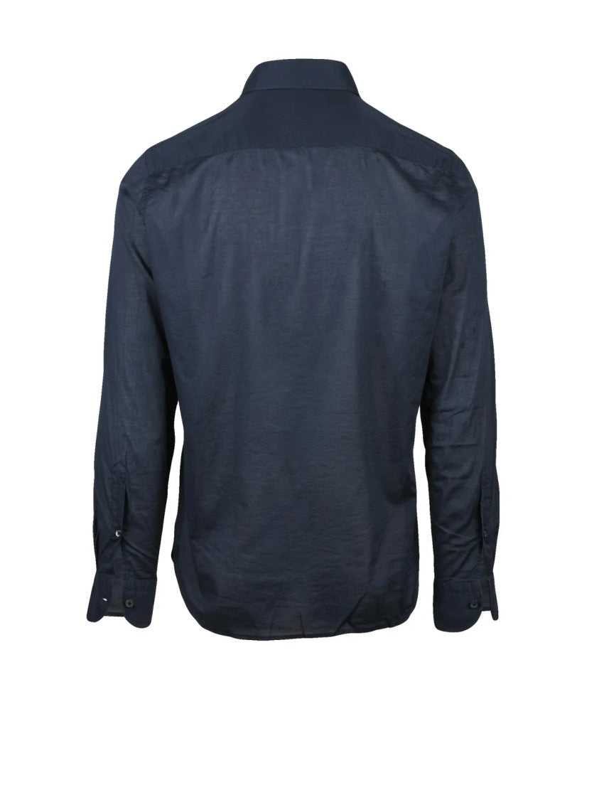Sonrisa Navy Blue Slim Fit Shirt With Classic Collar And Button-Down Front