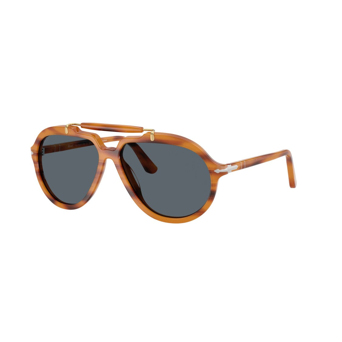 Persol 0Po0202s Tortoiseshell Aviator Sunglasses With Distinctive Double Bridge
