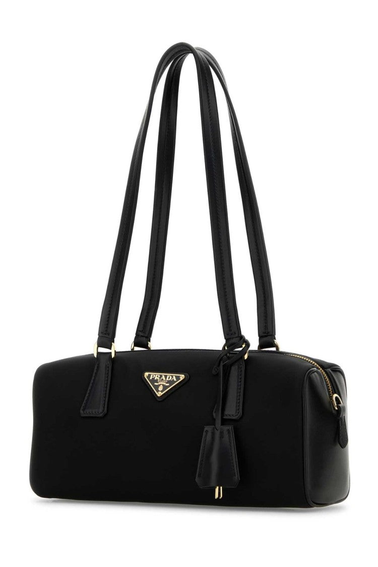 Prada Rectangular Shoulder Bag With Gold-Tone Logo Plaque
