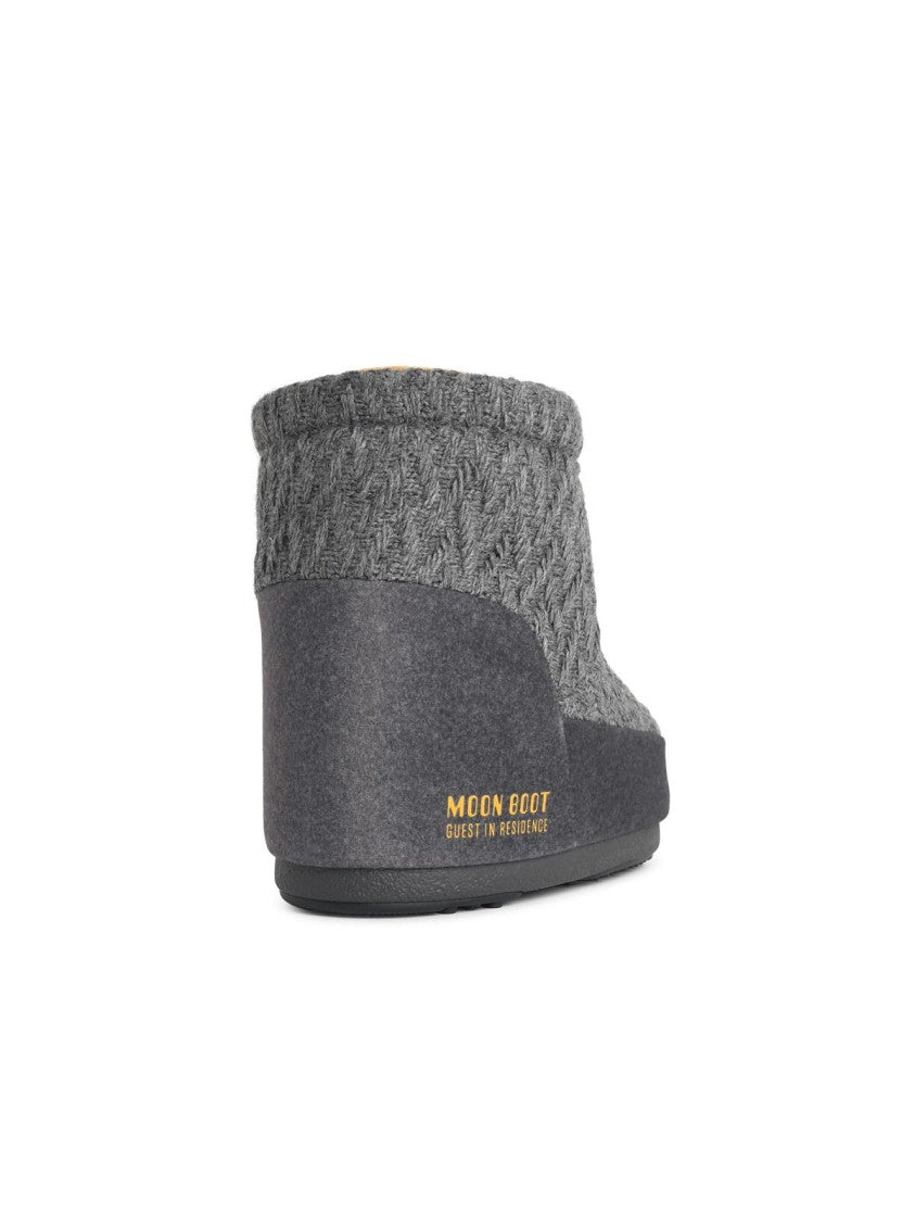 Moon Boot 'Icon Low Nolace Knit' Grey Fabric Boots