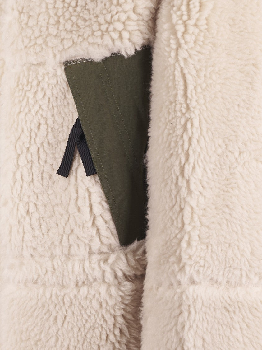 Sacai Grosgrain-Trim Faux Shearling Blouson Jacket