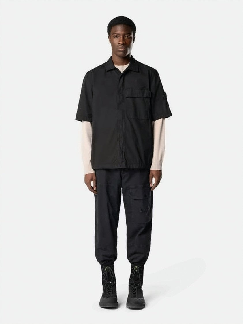Stone Island Short-Sleeve Casual Shirt With Boxy Fit And Logo Patch