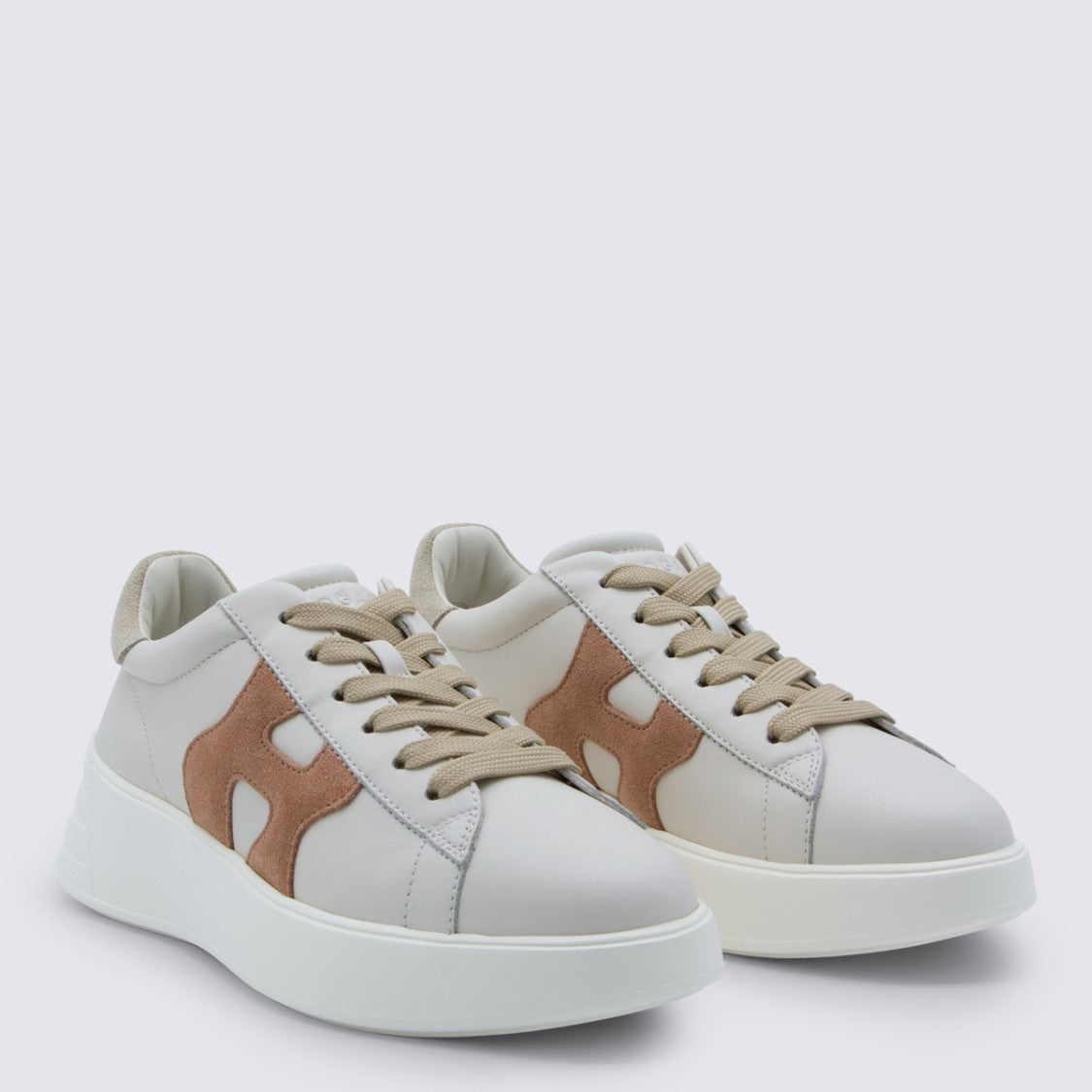 Hogan White Leather Sneakers With Suede Accent