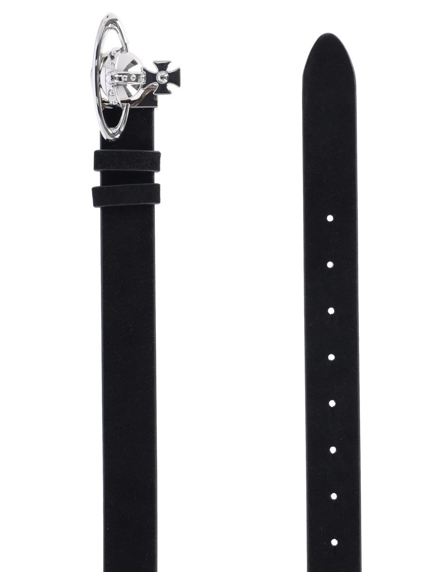 Vivienne Westwood Polished Finish Black Belt With Classic Buckle Closure