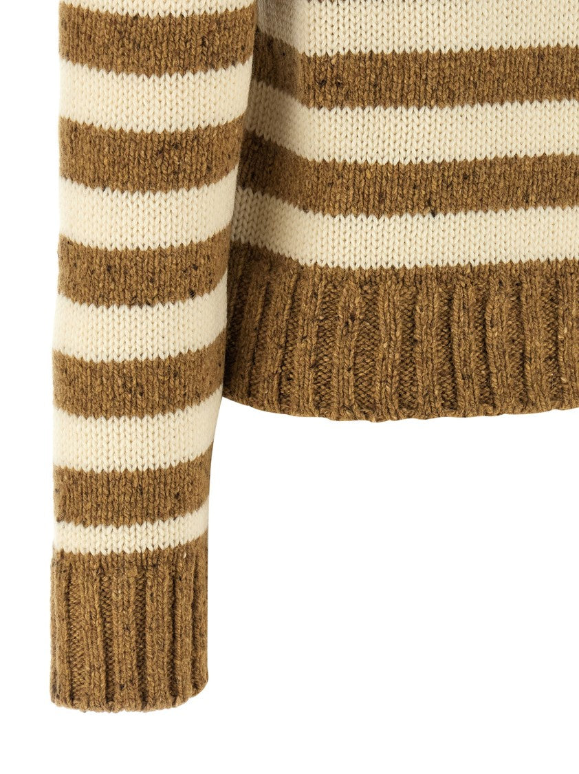 A.P.C. Horizontal Striped Virgin Wool Sweater With Ribbed Cuffs