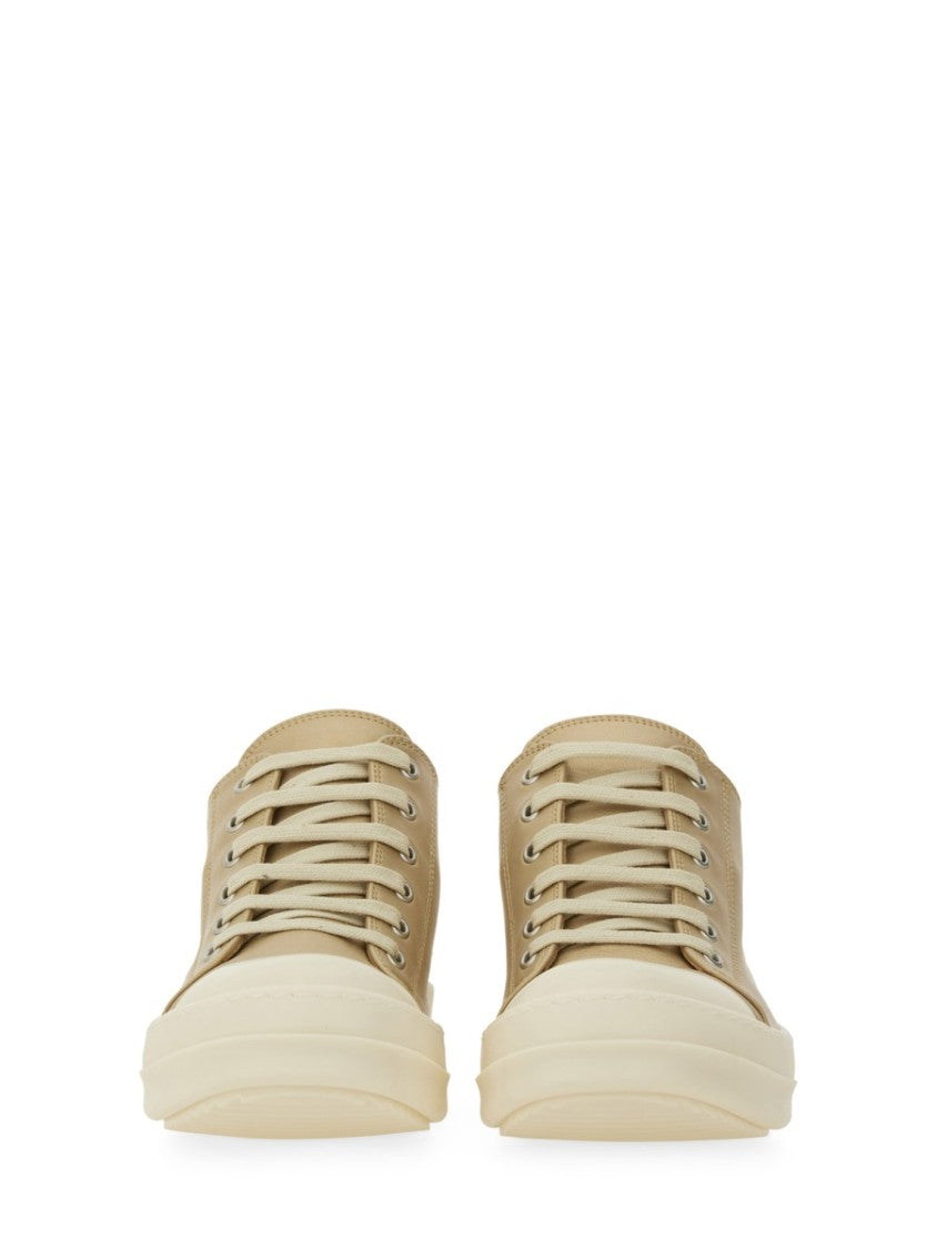 Rick Owens Lamb Leather Low-Top Sneakers With Calf Leather Toe Cap