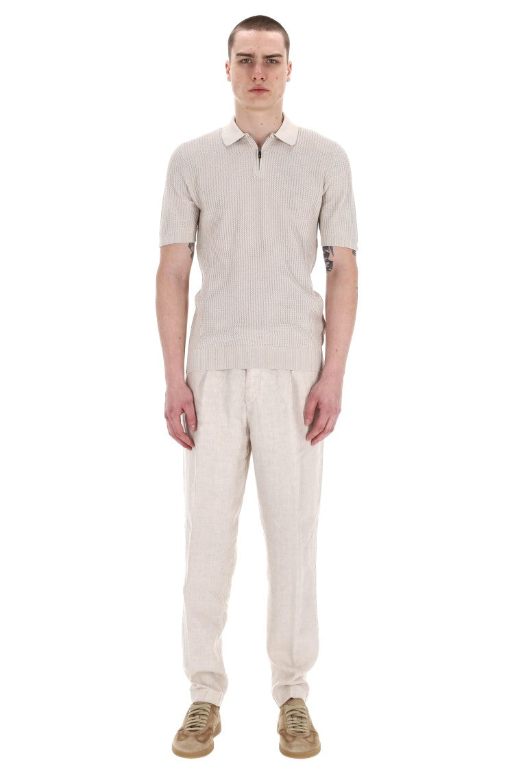 Eleventy Half-Zip Operato Cotton Polo