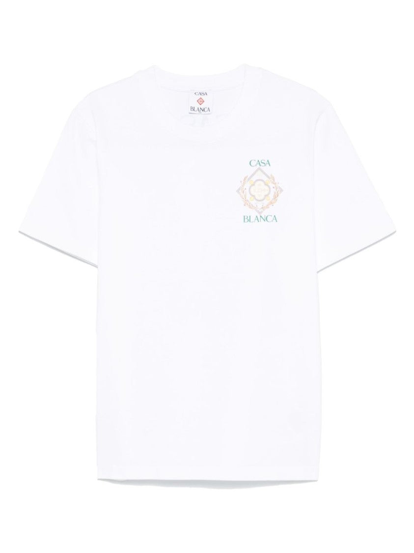 Casablanca Crew Neck T-Shirt With Logo Prints And Modern Aesthetic