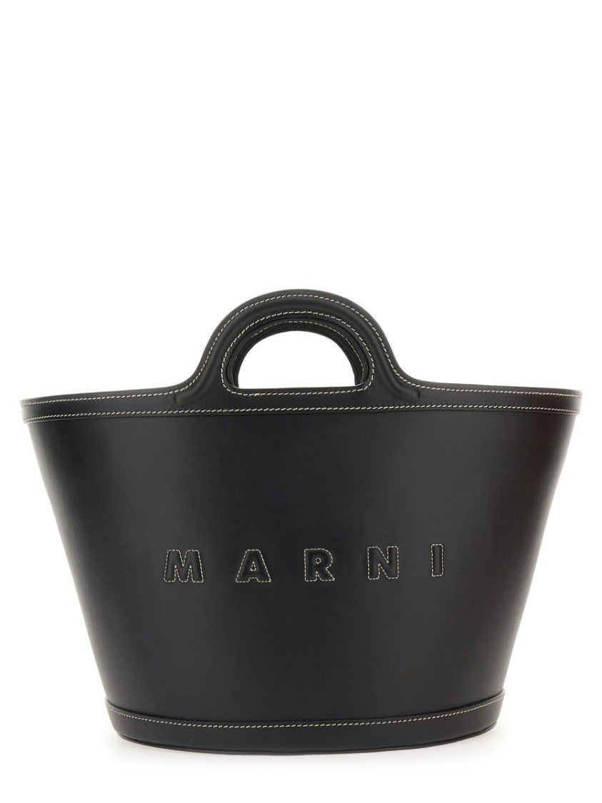 Marni Structured Black Shoulder Bag With Double Top Handle