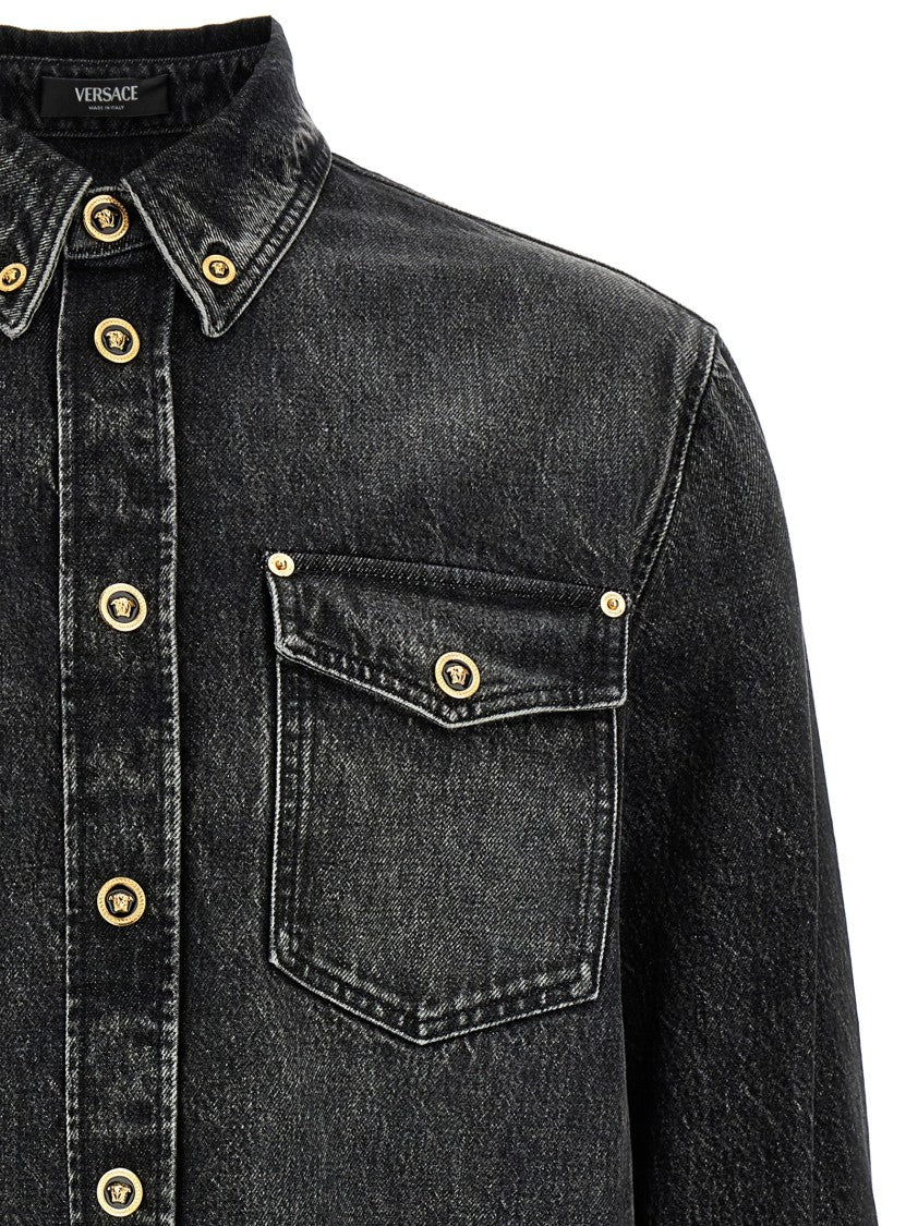 Versace Stonewash Cotton Denim Shirt