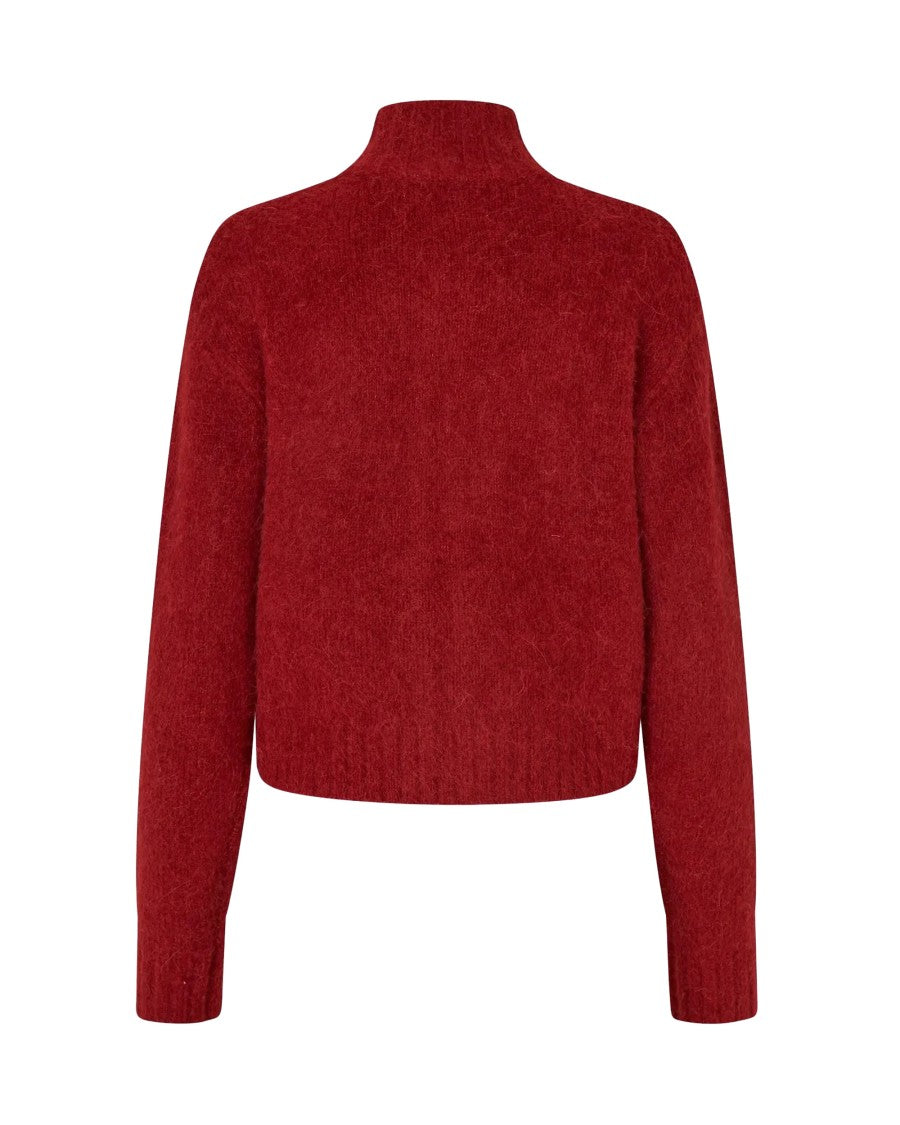 Samsøe Samsøe Red Sajeanne Brushed Zip-Through Cardigan
