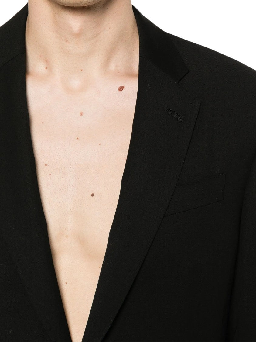 Giorgio Armani Black Structured Twill Virgin Wool Suit