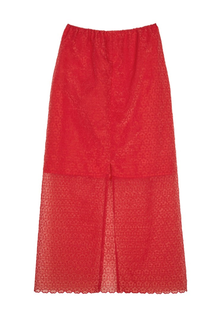 Cecilie Bahnsen Floral Midi Skirt With Semi-Sheer Texture