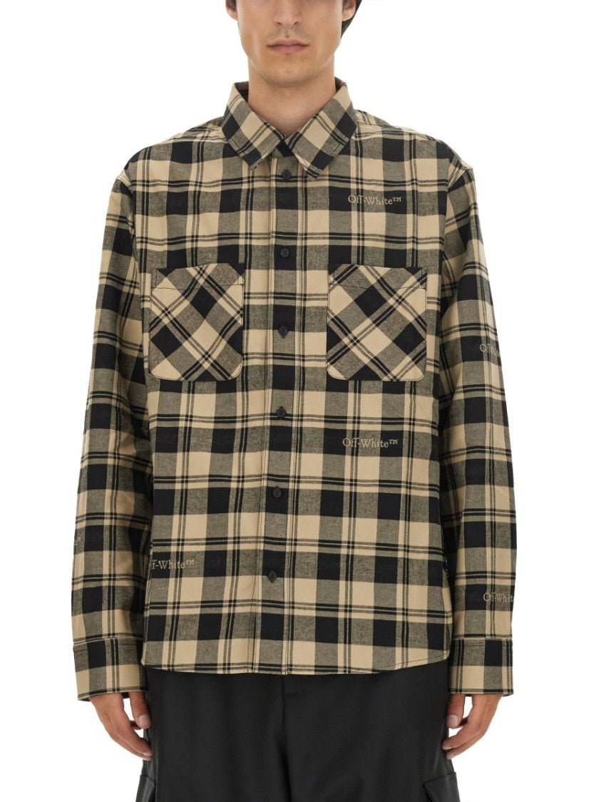 Off-White Oversized Check Print Shirt