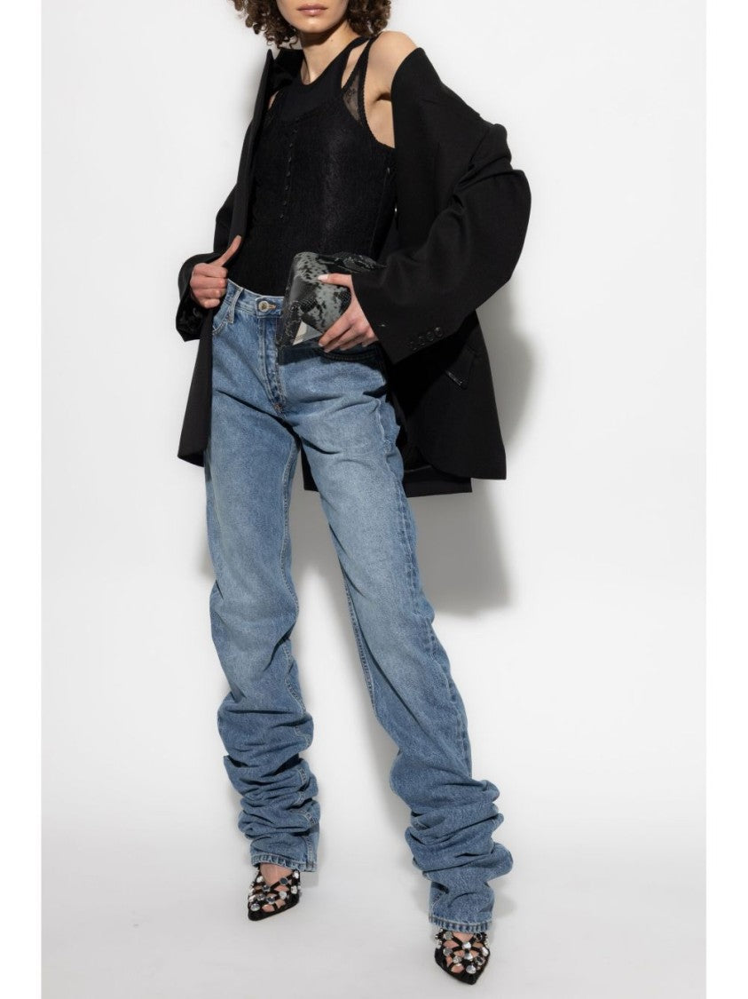 The Attico Extra Long Faded Blue Denim Jeans