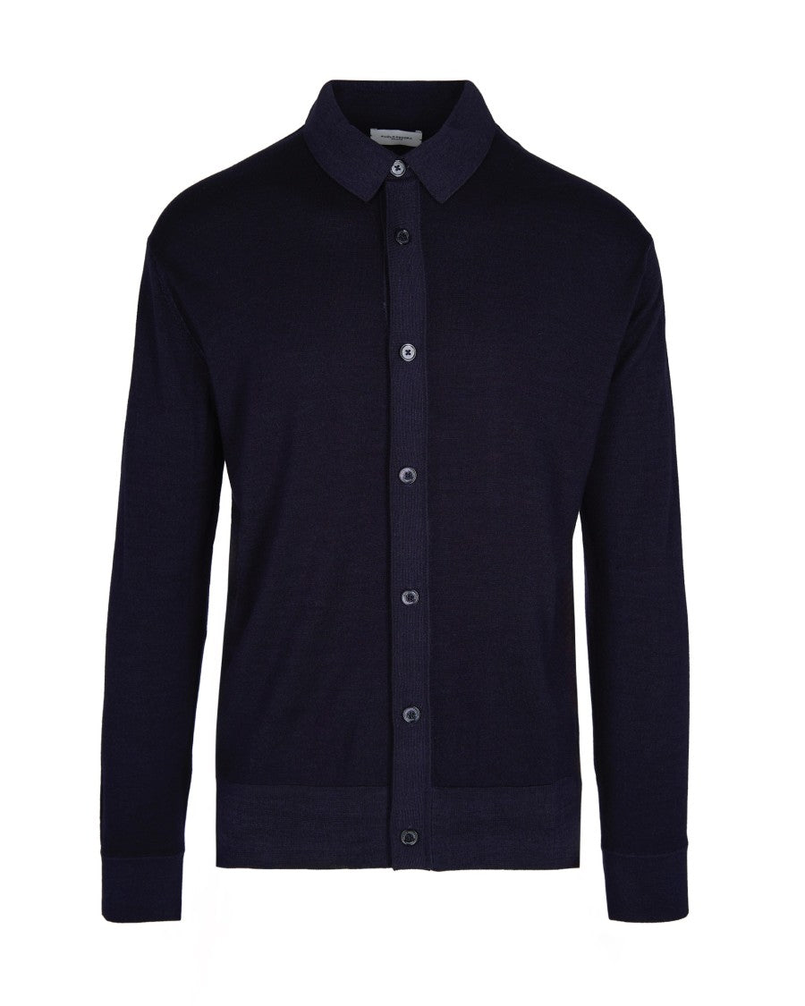 Paolo Pecora Blue Wool Cardigan