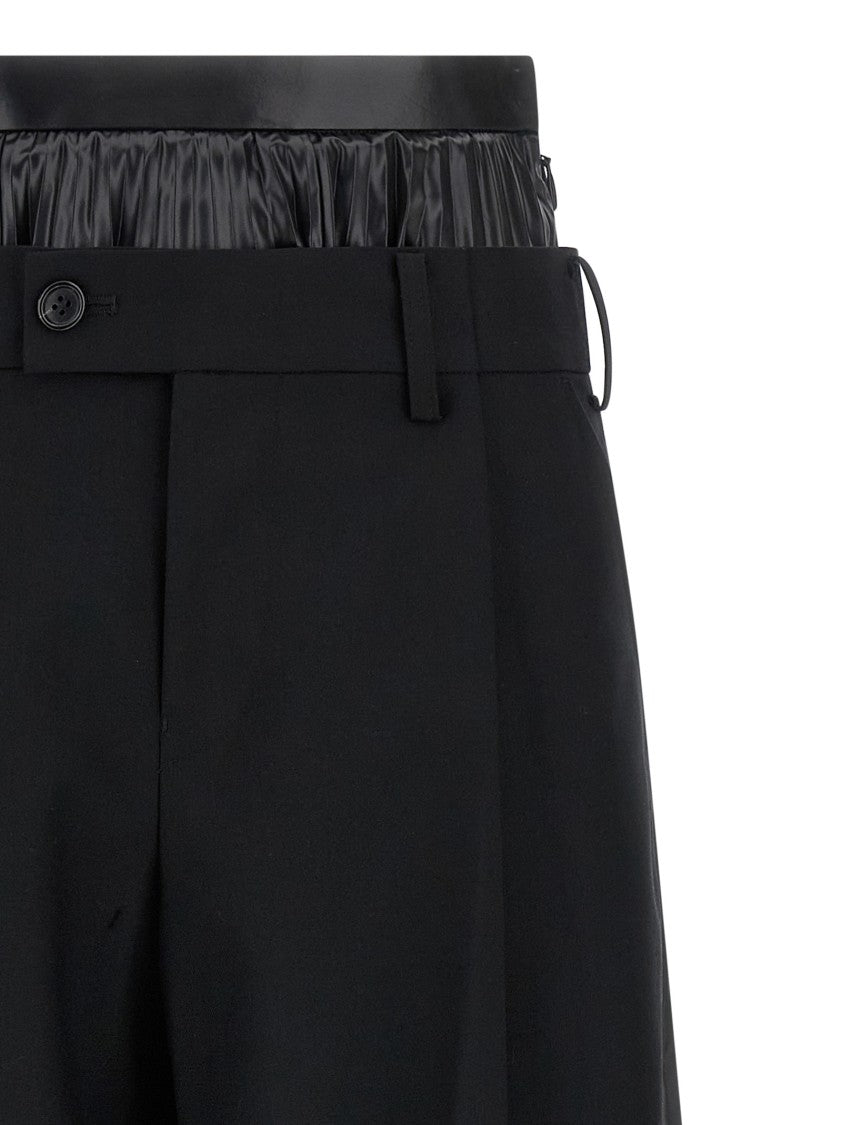 Junya Watanabe Double Layer Wide Leg Trousers With Pleated Fabric Back
