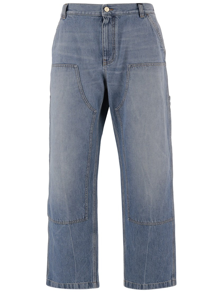 Versace Washed Blue Denim Jeans With Multi-Pocket Design